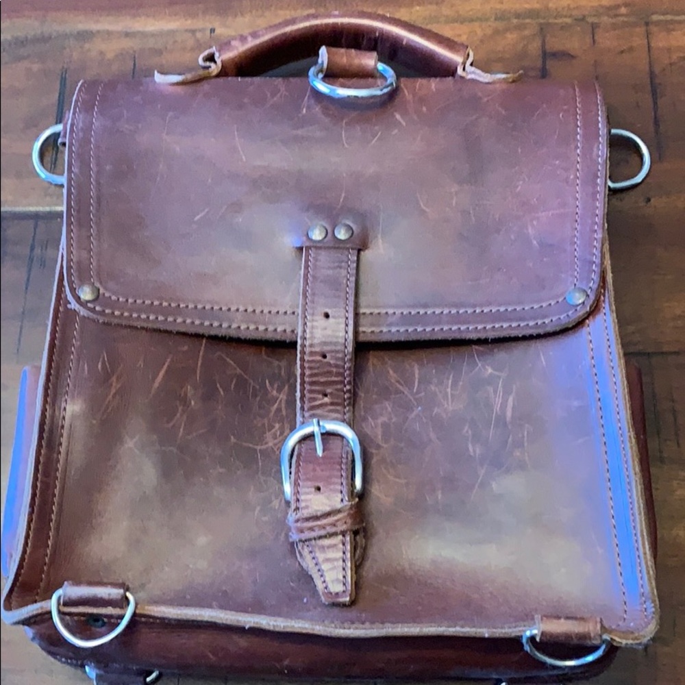 Saddleback chestnut leather bag